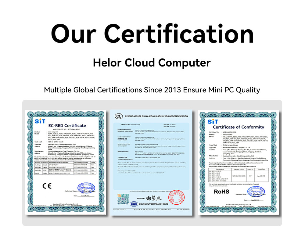 Son şirket blogları hakkında Helor Bulut Bilgisayarı: 2013'ten bu yana çoklu küresel sertifikalar Mini PC kalitesini sağlar