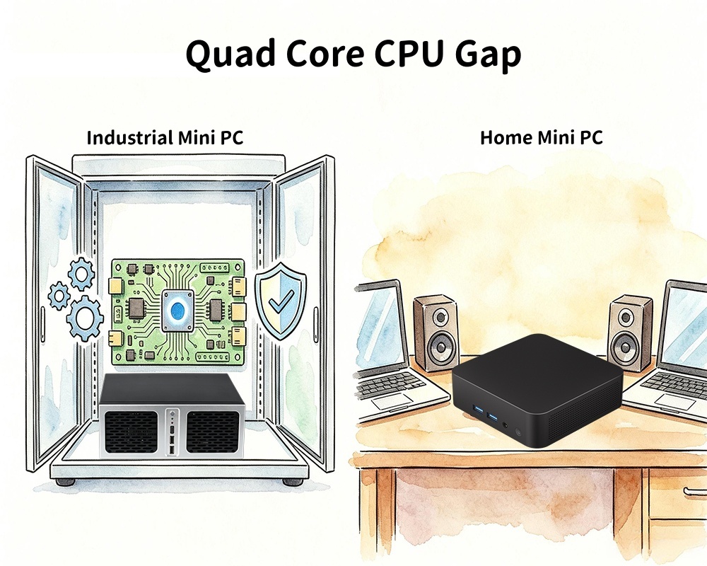 Şirketin en son blog yazıları Dört çekirdekli CPU Gap Endüstriyel Mini PC Vs Ev Mini PC