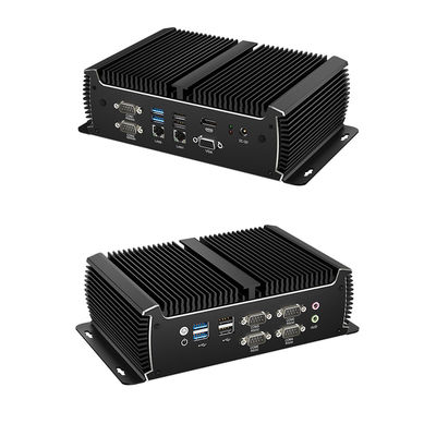 Siyah Fansiz Endüstriyel PC Mini Bilgisayar Intel Core Çift LAN Çift Ekran Asynchronous Çıktı 1135G7U