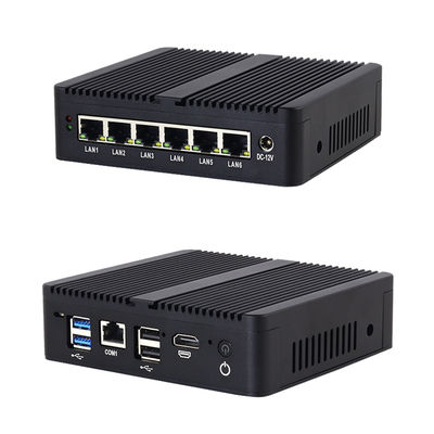 Celeron J6412 6GbE LAN Güvenlik Duvarı MSATA SSD 32GB RAM ile Mini PC Siyah Güvenlik Duvarı Yönlendiricisi