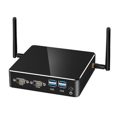 Core i3 8130U Endüstriyel Bilgisayar DDR4 16G Çift Ethernet Fanless Black Mini Bilgisayar